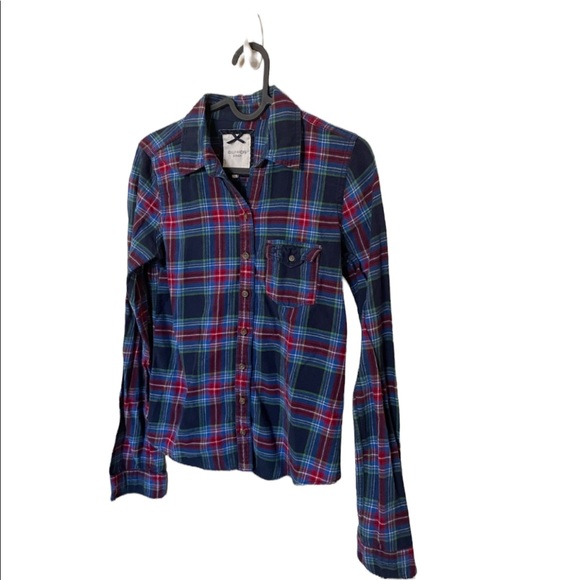 GILLY HICKS WOMEN PLAID FLANNEL LONG SLEEVE SHIRT - Picture 1 of 5